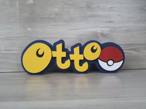 Nome em mdf - Peça de Mesa Tema Pokemon - Otto - 10 cm