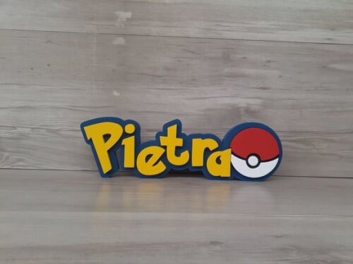 Nome em mdf - Peça de Mesa Tema Pokemon - Pietra - 10 cm