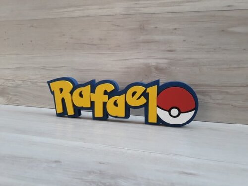 Nome em MDF - Peça de mesa Tema POKEMON - Rafael 10 cm