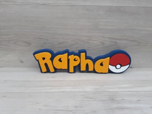 Nome em MDF - Peça de mesa Tema POKEMON - Rapha 10 cm
