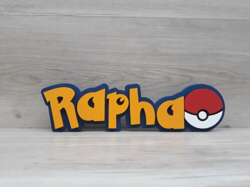 Nome em MDF - Peça de mesa Tema POKEMON - Rapha 10 cm
