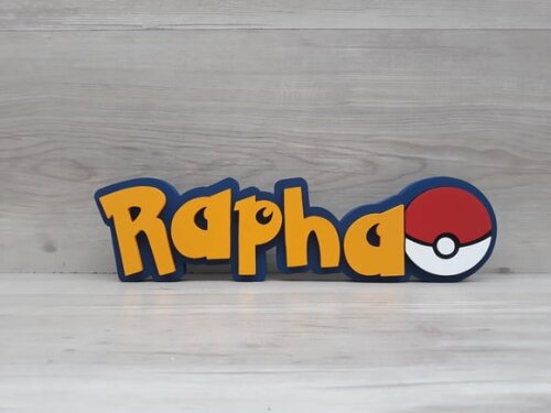 Nome em MDF - Peça de mesa Tema POKEMON - Rapha 10 cm
