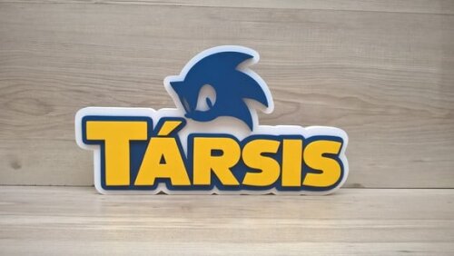 Nome em mdf - Peça de Mesa Tema Sonic - Társis - 17 cm