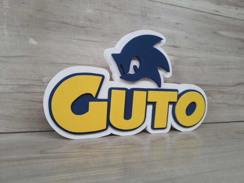 Nome em mdf - Peça de Mesa Tema Sonic - Guto - 17 cm