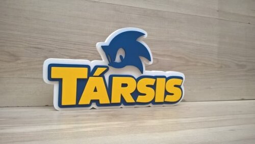 Nome em mdf - Peça de Mesa Tema Sonic - Társis - 17 cm