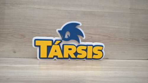 Nome em mdf - Peça de Mesa Tema Sonic - Társis - 17 cm