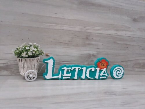 Nome em MDF - Tema MOANA - Leticia 12 cm + Simbolo Te Fiti