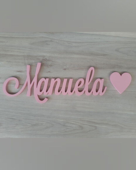 Nomes de Parede em mdf - Linha Ls - Manuela+ Coração