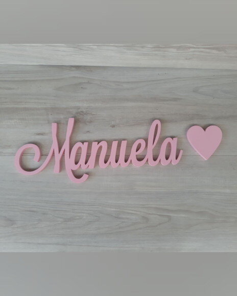 Nomes de Parede em mdf - Linha Ls - Manuela+ Coração