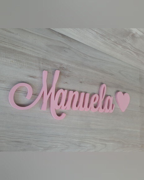 Nomes de Parede em mdf - Linha Ls - Manuela+ Coração