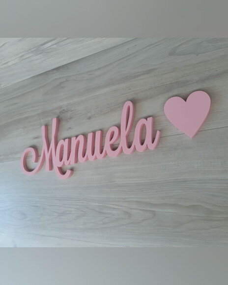 Nomes de Parede em mdf - Linha Ls - Manuela+ Coração