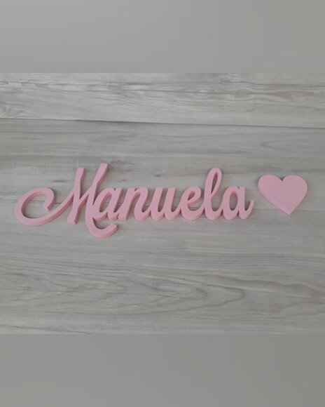 Nomes de Parede em mdf - Linha Ls - Manuela+ Coração
