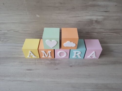 Nomes em Cubos - Mod. Clássico - 6 x 6 x 6 cm - 7 Letras