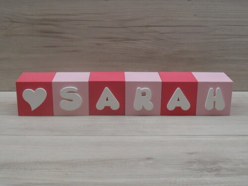 Nomes em Cubos - Mod. Infantil - 6 x 6 x 6 cm - 6 Letras