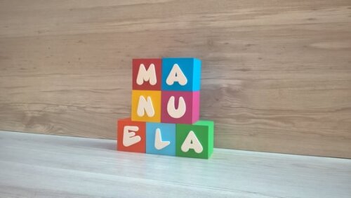 Nomes em Cubos - Mod. Infantil - 6 x 6 x 6 cm - 7 Letras