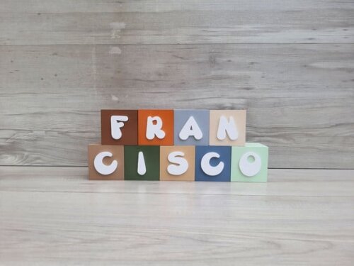 Nomes em Cubos - Mod. Infantil - 6 x 6 x 6 cm - 9 Letras