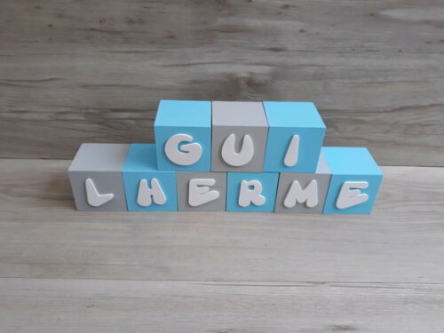 Nomes em Cubos - Mod. Infantil - 6 x 6 x 6 cm - 9 Letras