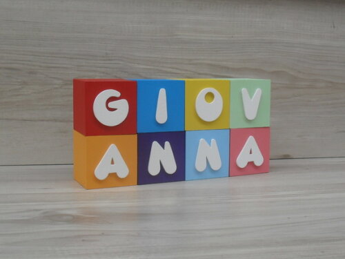 Nomes em Cubos - Mod. Infantil - 6 x 6 x 6 cm - 8 Letras