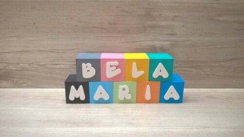 Nomes em Cubos - Mod. Infantil - 6 x 6 x 6 cm - 9 Letras