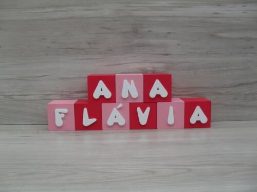Nomes em Cubos - Mod. Infantil - 6 x 6 x 6 cm - 9 Letras