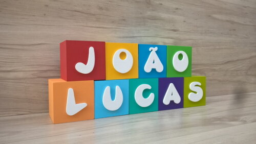 Nomes em Cubos - Mod. Infantil - 6 x 6 x 6 cm - 9 Letras