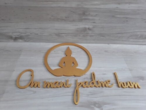 Om Mani Padme Hum - Mantra (parede) + Escultura Buda