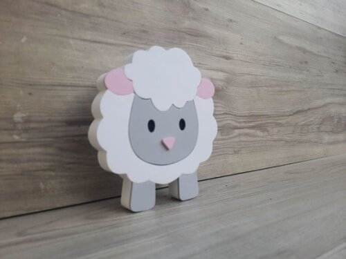 Ovelha de Mesa em mdf - Decoração Fazendinha - 15 cm