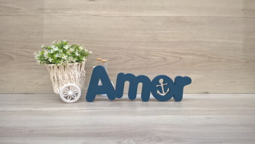 Palavra Amor em mdf - Mod Pk Vazado Âncora - 10 cm