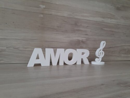 Palavra de mesa em MDF - AMOR + Clave de Sol