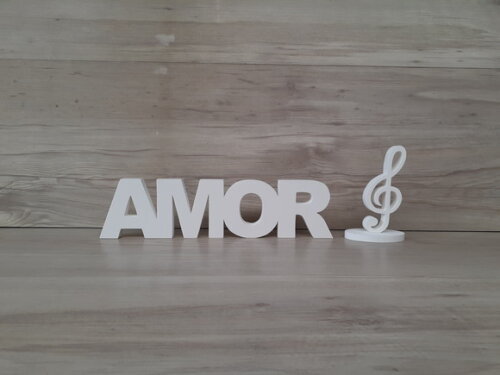 Palavra de mesa em MDF - AMOR + Clave de Sol