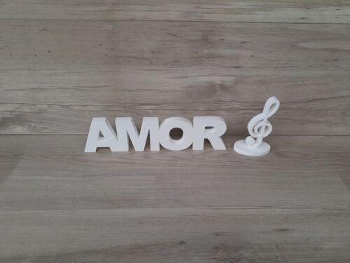 Palavra de mesa em MDF - AMOR + Clave de Sol