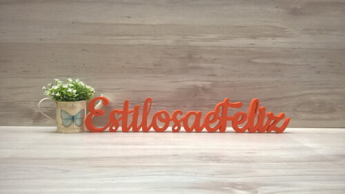 Palavra de Mesa em mdf - Linha Ck - Estilosa e Feliz - 10 cm