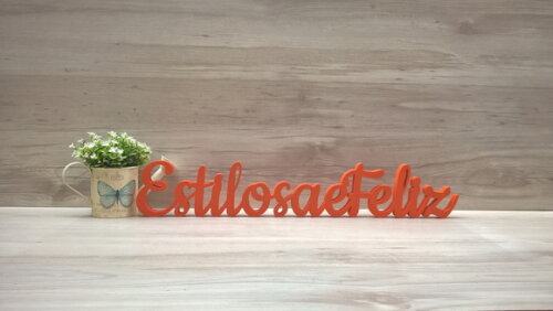 Palavra de Mesa em mdf - Linha Ck - Estilosa e Feliz - 10 cm