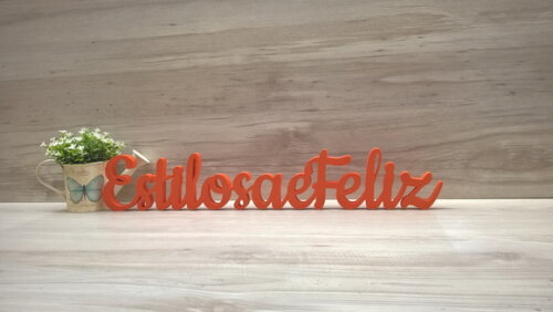 Palavra de Mesa em mdf - Linha Ck - Estilosa e Feliz - 10 cm