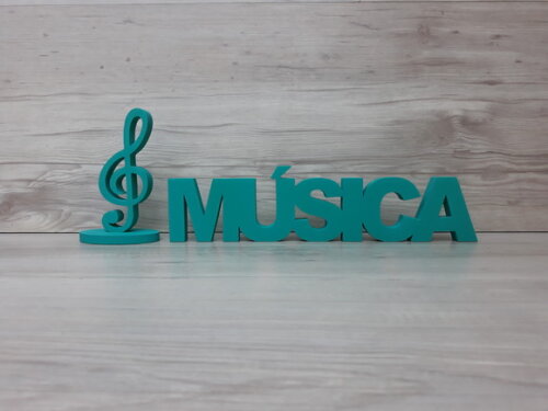 Palavra de mesa em MDF - MÚSICA tamanho P + Clave de Sol