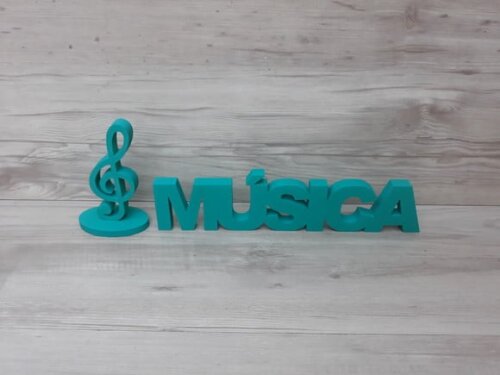 Palavra de mesa em MDF - MÚSICA tamanho P + Clave de Sol