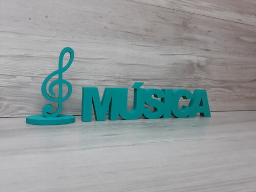 Palavra de mesa em MDF - MÚSICA tamanho P + Clave de Sol
