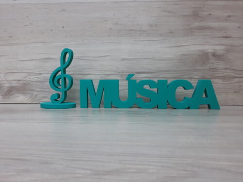 Palavra de mesa em MDF - MÚSICA tamanho P + Clave de Sol