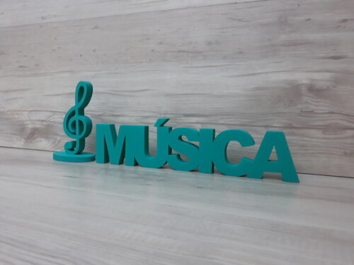 Palavra de mesa em MDF - MÚSICA tamanho P + Clave de Sol
