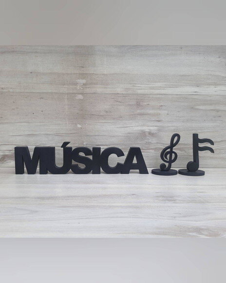 Palavra de mesa MDF - MÚSICA + 2 Notas Musicais
