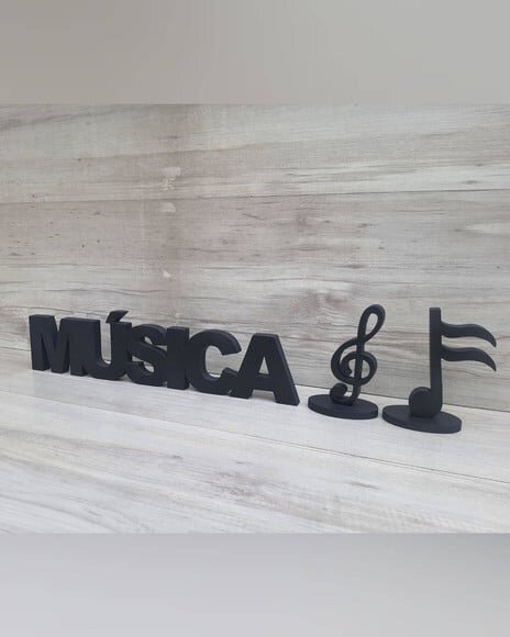 Palavra de mesa MDF - MÚSICA + 2 Notas Musicais