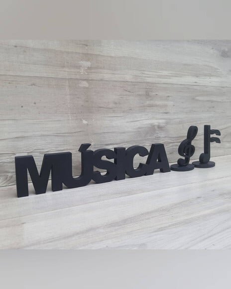Palavra de mesa MDF - MÚSICA + 2 Notas Musicais