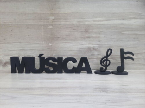 Palavra de mesa MDF - MÚSICA + 2 Notas Musicais