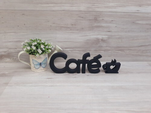Palavra decorativa Café + escultura xícara