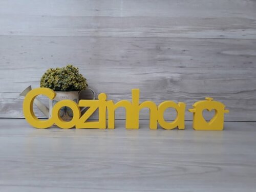 Palavra Decorativa Cozinha + Panelinha - Peça de Mesa em mdf