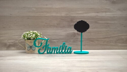 Palavra decorativa Família Mod LS + lousa de mesa