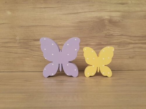Par de Borboletas de mesa em mdf - 8 e 6 cm