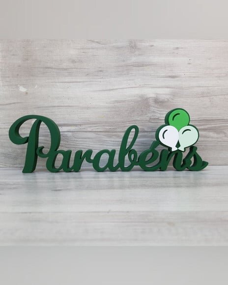 Parabéns - Palavra de Mesa em mdf - Tema Balões