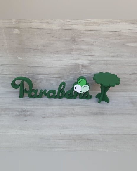 Parabéns - Palavra em mdf - Tema Balões + Mini Boleira