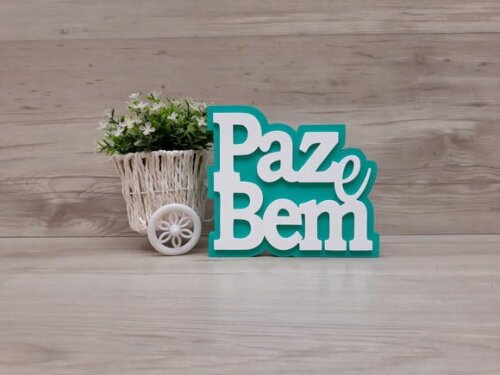 Paz e Bem - palavras de mesa em mdf